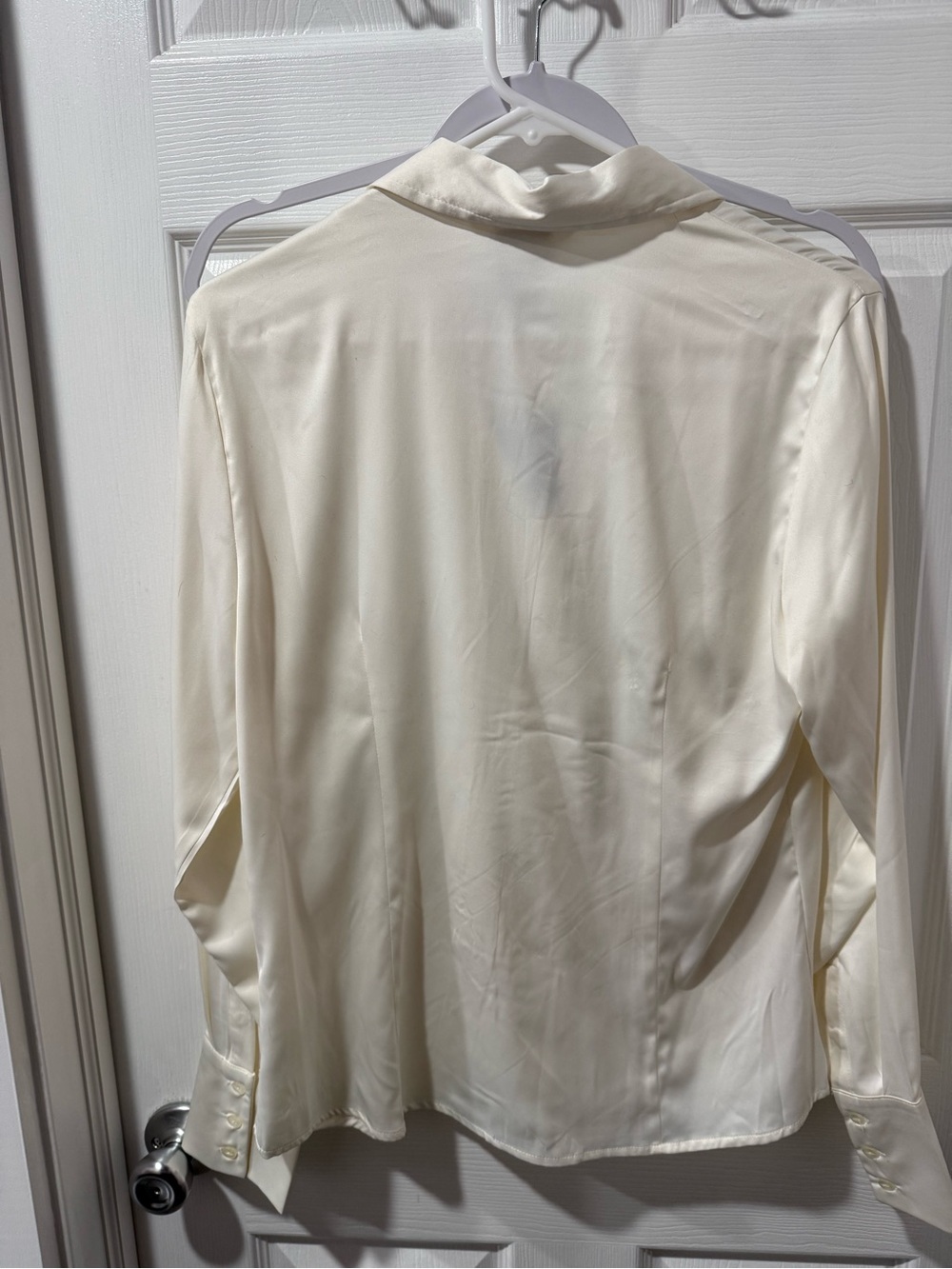George Ivory Stretch Satin Button-Up Top - Picture 8 of 10